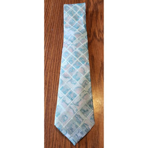 Van Heusen Men’s Tie with Aqua Blue Diamond Checkerboard Pattern Necktie